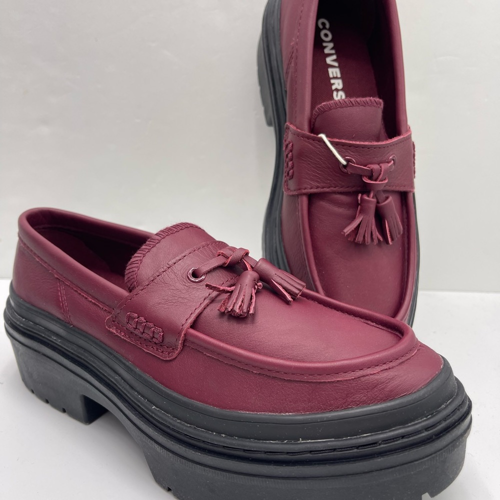 Converse Women's Burgundy Platform Loafers - Picture 15 of 16